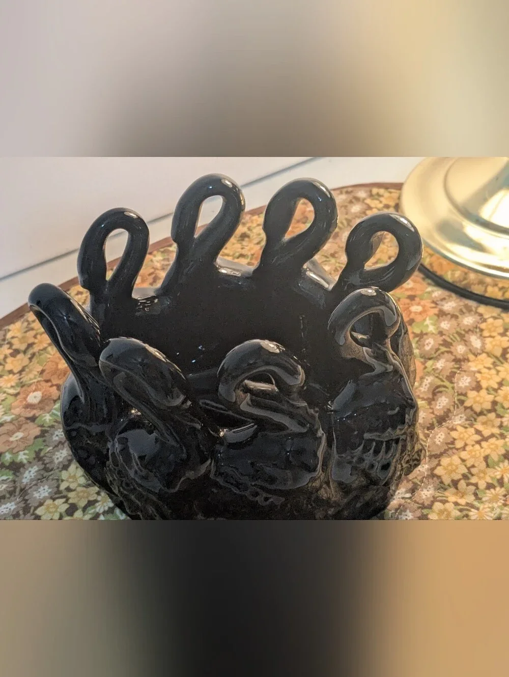 Vintage rare find  Black Ceramic Swan Planter